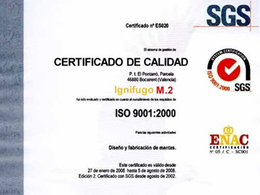 Certificados y homologaciones ignífugas